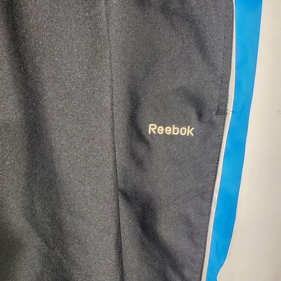 Reebok Womens Capri Pants Large Pockets Elastic Waist Drawstring Black Teal Pull - Picture 5 of 9